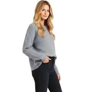 J. Jill Womens Sweater Sz Small Textured Side Button Modern Trendy Cozy Autumn